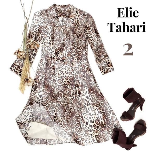 Elie Tahari Dresses & Skirts - Elie Tahari Distressed Leopard Print Dress Sz 2